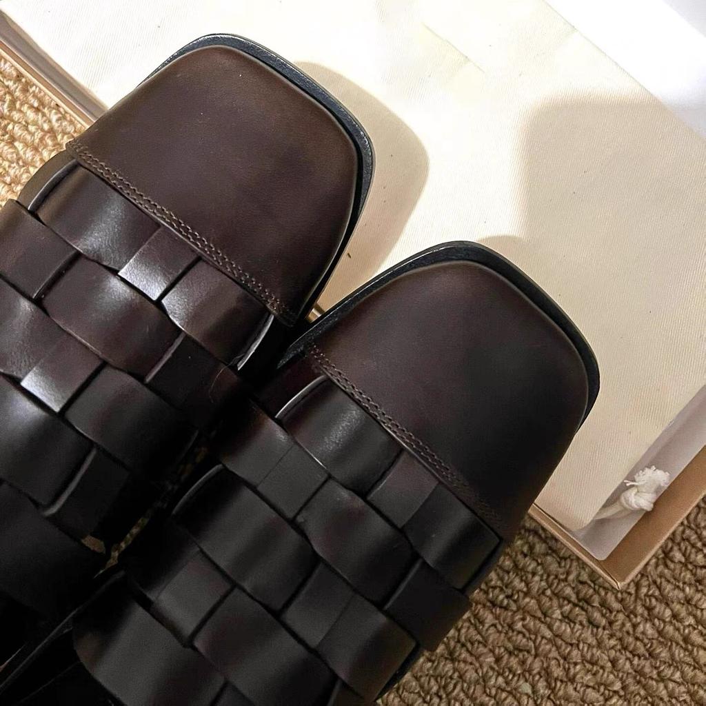 Mode NEU Leder Damen Ballerinas Webdesign Schnallenriemen Slingback Schuhe Damenmode Eckige Zehenpartie Freizeitschuhe Handgefertigt