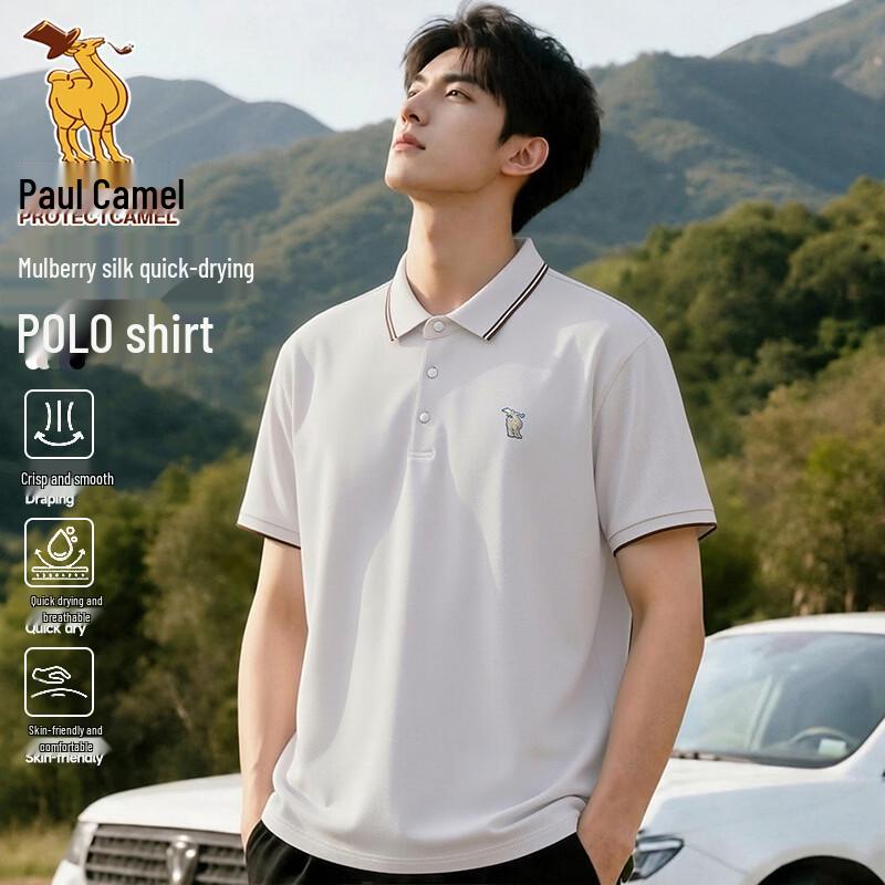 Paul Camel Men s Breathable Short Sleeve Polo Shirt 4XL