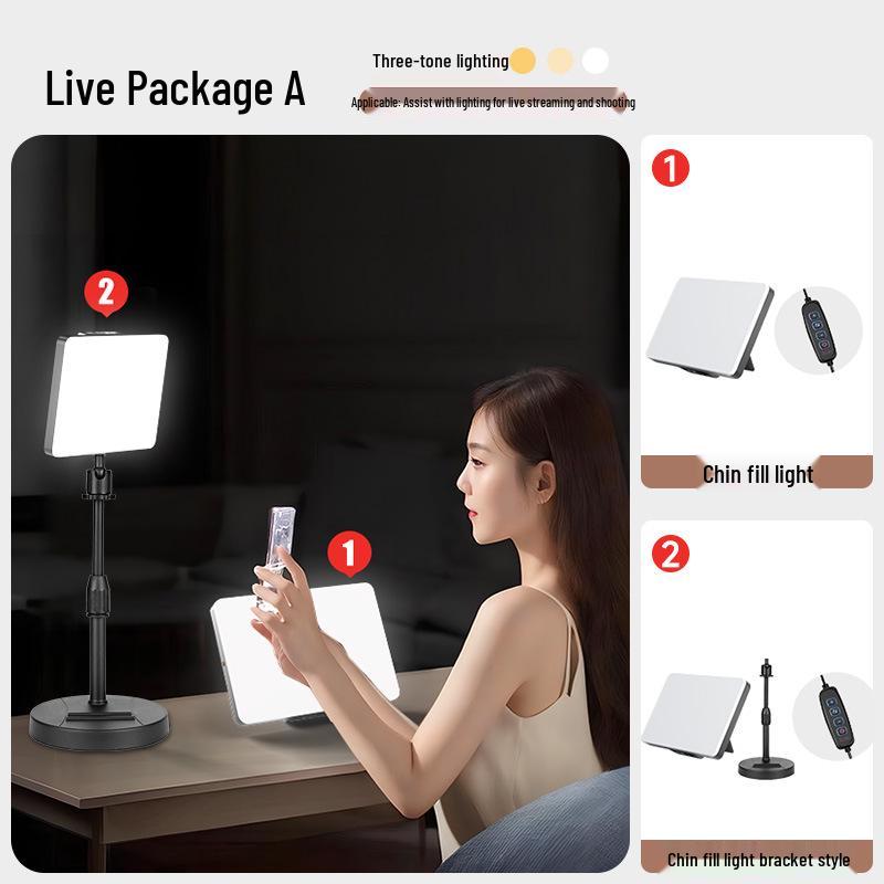LED Fill Light for Female Live Broadcasters: Enhances Facial Brightness, Reduces Nasolabial Shadows, and Highlights Jawline.