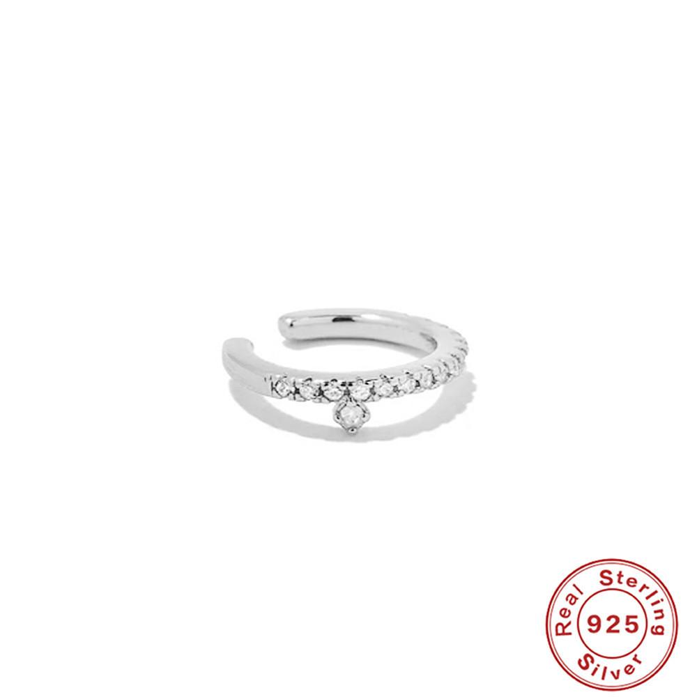 S925 Sterling Silver Simple Fashion Dense Inlay Simple Diamond Without Ear Piercing Ear Clip Earring Ear Bone Clip