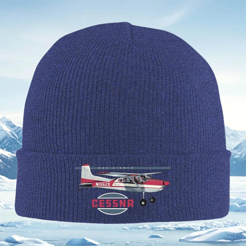 Cessna Plane People Cabin Flight Red Unisex Women Unisex Knitted Hat Beanie Pullover Cap Winter Thermal Warm Christmas Outdoor Cycl