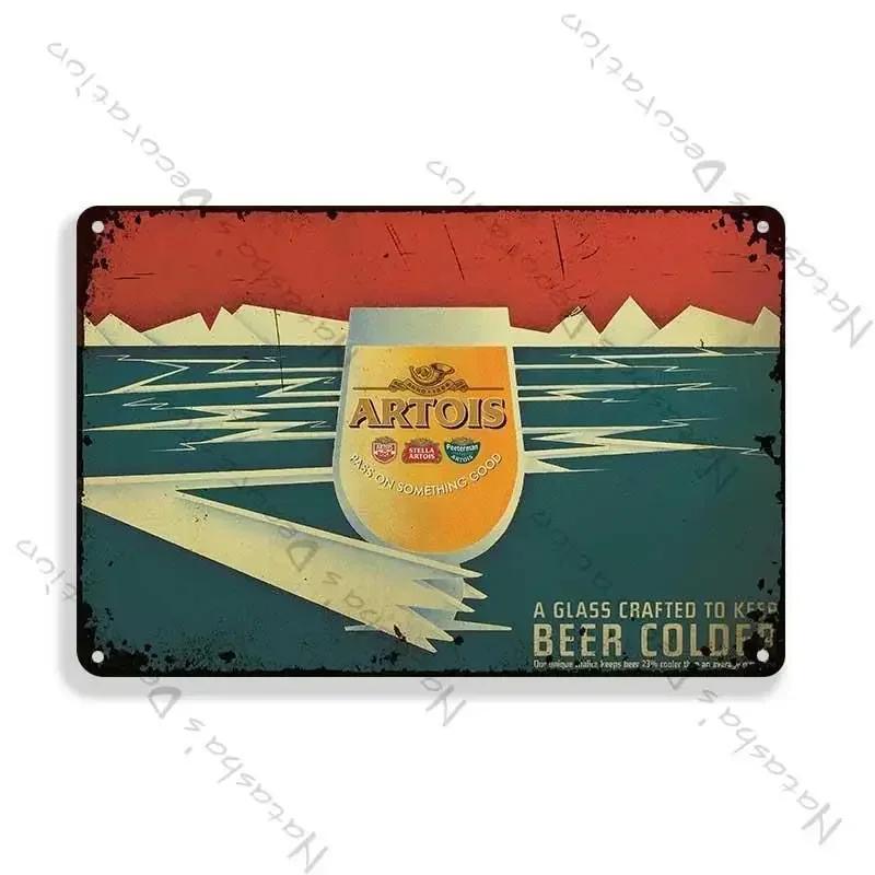 Stella Artois Decorative Plate Wall Decor Beer Metal Signs Wall Plate Vintage Metal Tin Sign Industrial Decor Home Bar Tin Sign