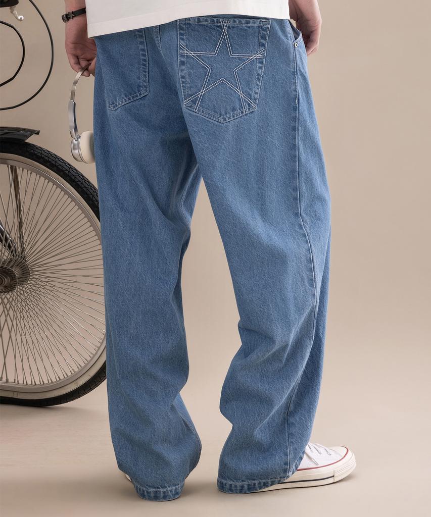 Keonbeoseu Denim Baggy Pants Blue Denim Uck065-Uha