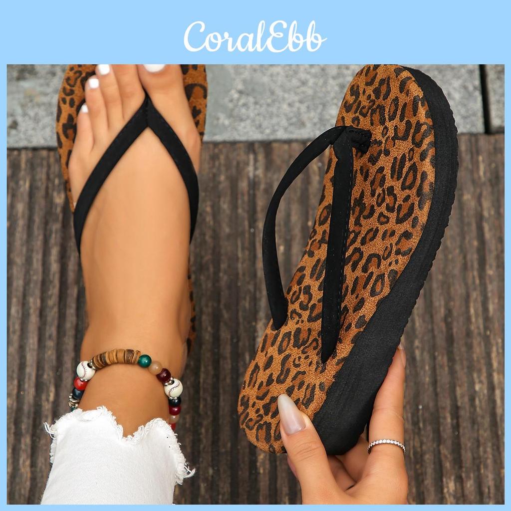 Summer Outwear Wedge Flip Flops With Pu Upper And Non Slip Rubber Sole For Women