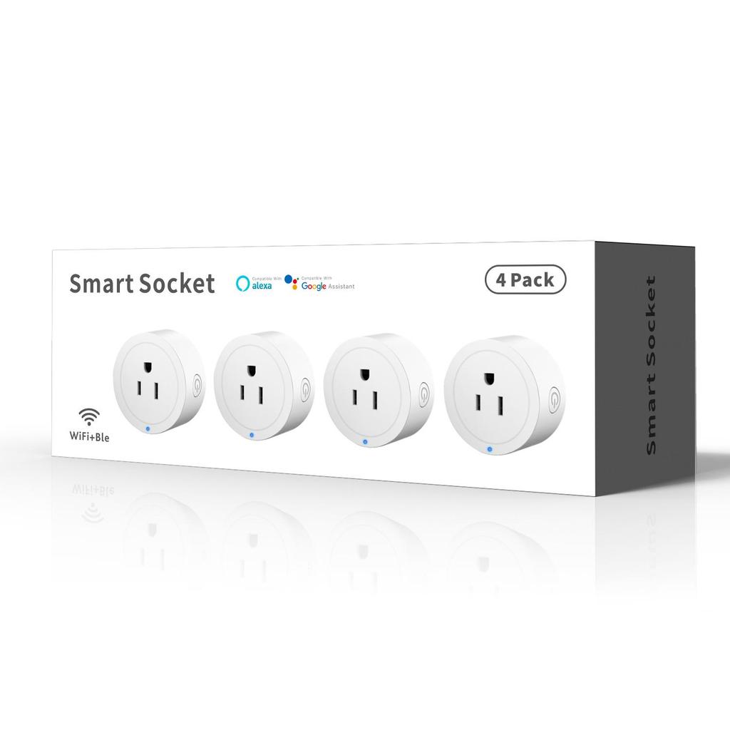 Smart 10A WiFi/Bluetooth Plug with Alexa Voice Control, Remote App, Timer, and Cycle Switch