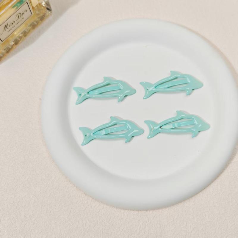4PCS Blue Little Dolphin Cute Baby Hairpin Summer Beach Sea Daughter Y2k Hot Girl Children Bangs Hairpin