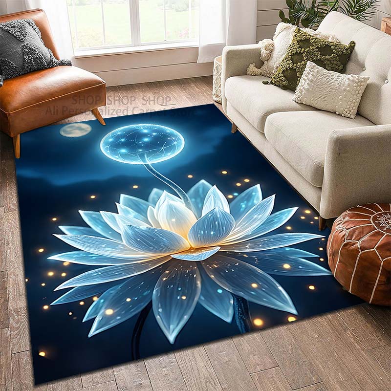 

Beautiful Lotus Printed Carpet for Living Room Bedroom Sofa Home Decoration Non-slip Floor Mat Modern Carpet Large Size 40x60cm (16x24in)