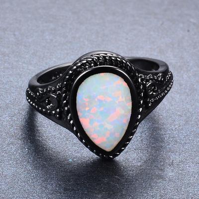 Personalized Trend Fashion OL Black Gold White Waterdrop Ring