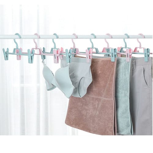 UN Skirt Hanger, 15-Piece Pants Hanger, Non-Slip, Adjustable, Space-Saving, Clip-On, 360-Degree Rotation (Ivory)