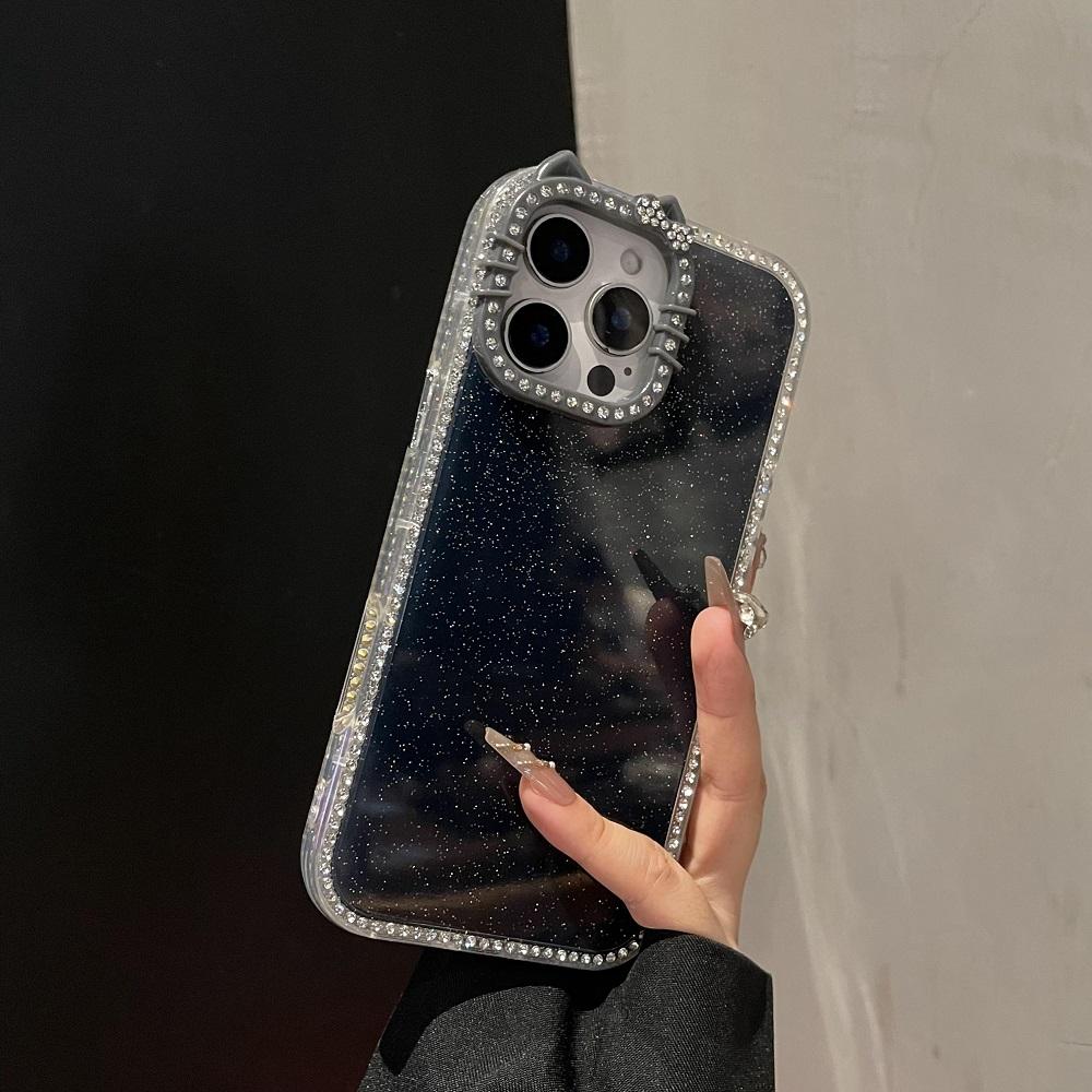 Bonbonfarbe Glitzer Diamant Katzenohren Handyhülle Für iPhone 17Air 16 15 14 13 12 11 Pro Max Plus Stoßfeste Schutz-Rückseite
