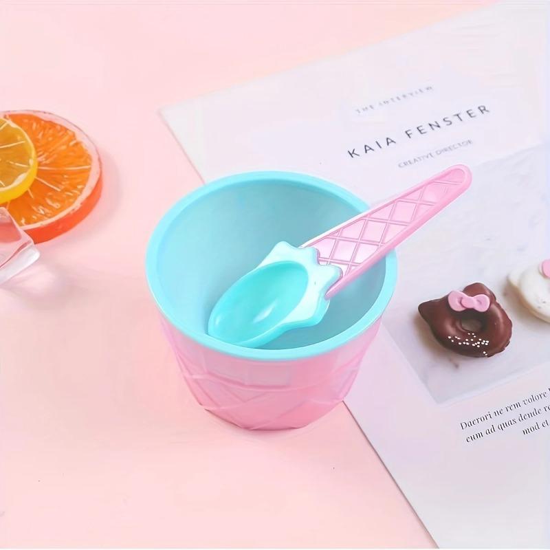 2pcs-New Ice Cream Bowl Spoon Set Durable Children Gifts Lovely Dessert Bowl DIY Ice Cream Tools icecream bowl+spoon