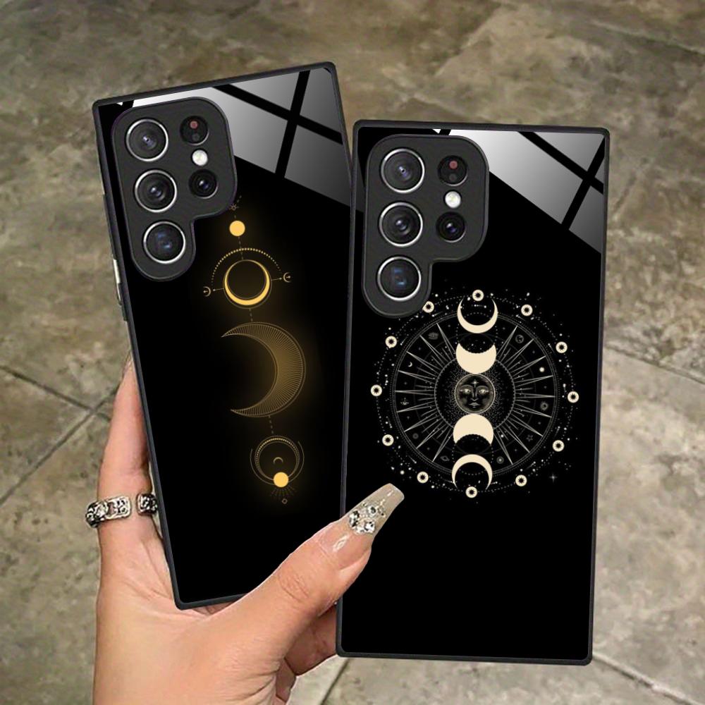 Sun Moon Mobile Cell Phone Case for Samsung Galaxy S26 S25 S24 S23 S22 S21 S20 Note20 Plus FE Ultra Glass Colorful Cover Cover