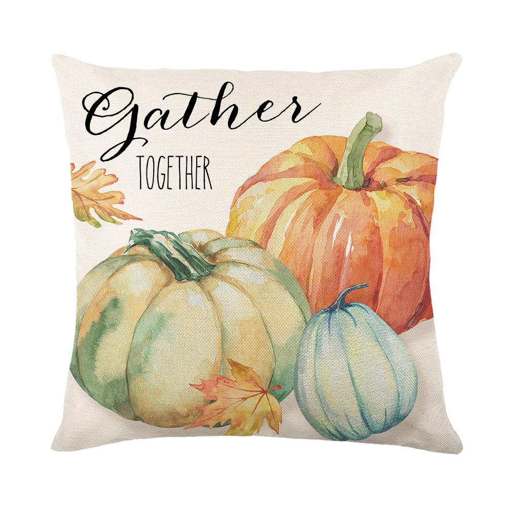 Pumpkin Maple Leaf Thanksgiving Print Cushion Cover Home Decor Living Room Sofa Cushion Cover Cushion Pillow