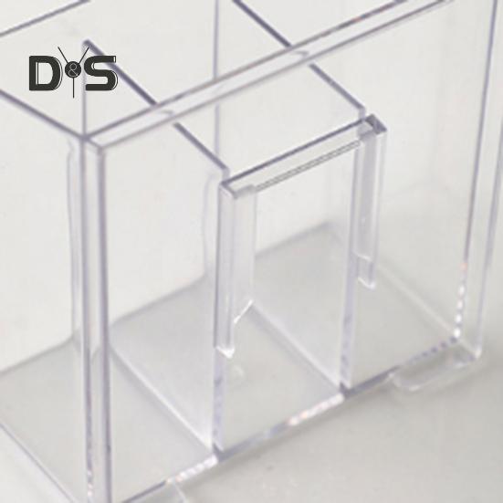 Make-up-Pinselhalter, transparente Aufbewahrungsbox zur Wandmontage mit Klebehaken, unterteilter Kosmetik-Organizer für Badezimmer und Schlafzimmer