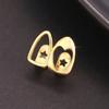 2pcs Set Hip-hop Gold Color Hollowed Hearts Zircon Inlay Stainless Steel Dental Grills for Women Men Teeth Jewelry Accessories