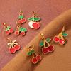 New Sweet Red Cherry Enamel Stainless Steel DIY Fruit Bracelet Necklace Pendant