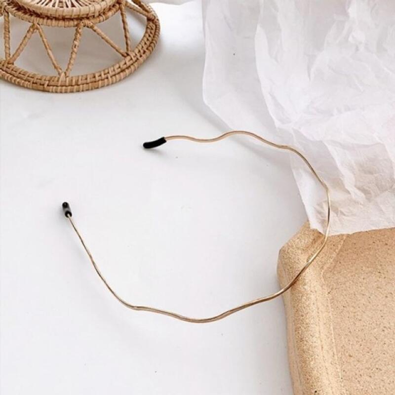 Gold Metal Wave Slim Headband