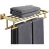 SUS 304 Stainless Steel Towel Rack Practical Double Bars Towel Shelf Household Bathroom Wall Mount Holder