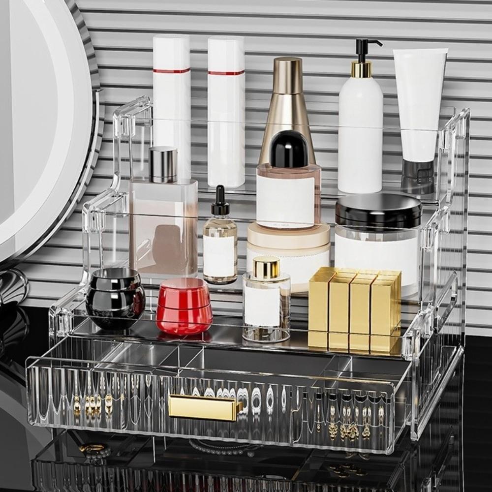 Space Save Jewelry Cosmetic Storage Tray with A Drawer Nail Polish Perfume Stand Holder Home Use