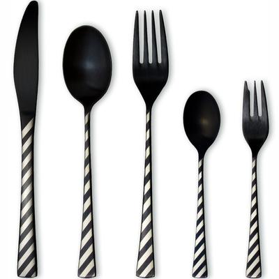 Nagao Kuro Dinnerbesteck 5 Edelstahl schwarzoxidfarben lasergefertigt in Japan - - Set, Stück, 18-8 Stahl, Bearbeitung,