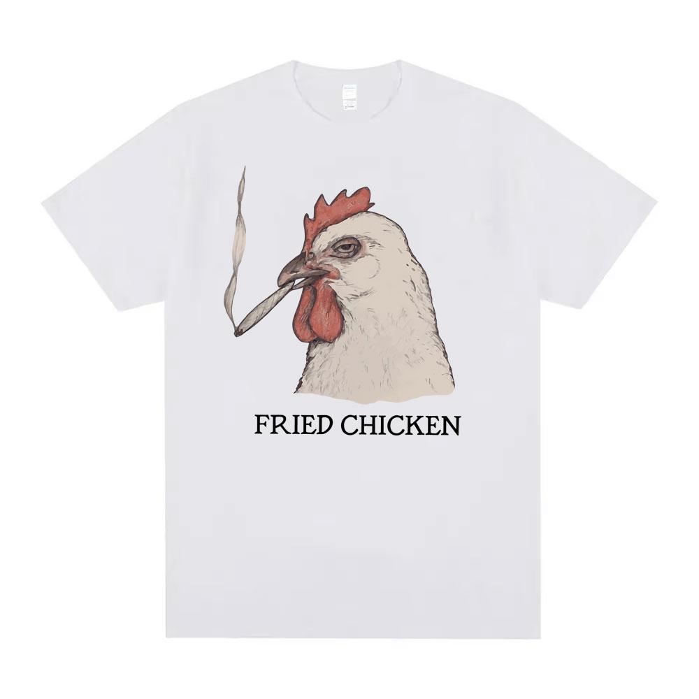 Unisex Clothing Unisex Fried Chicken Funny Meme T Shirt Smoking Chicken Graphic T Shirts Unisex Women Cartoon Casual Oversized Tshirt