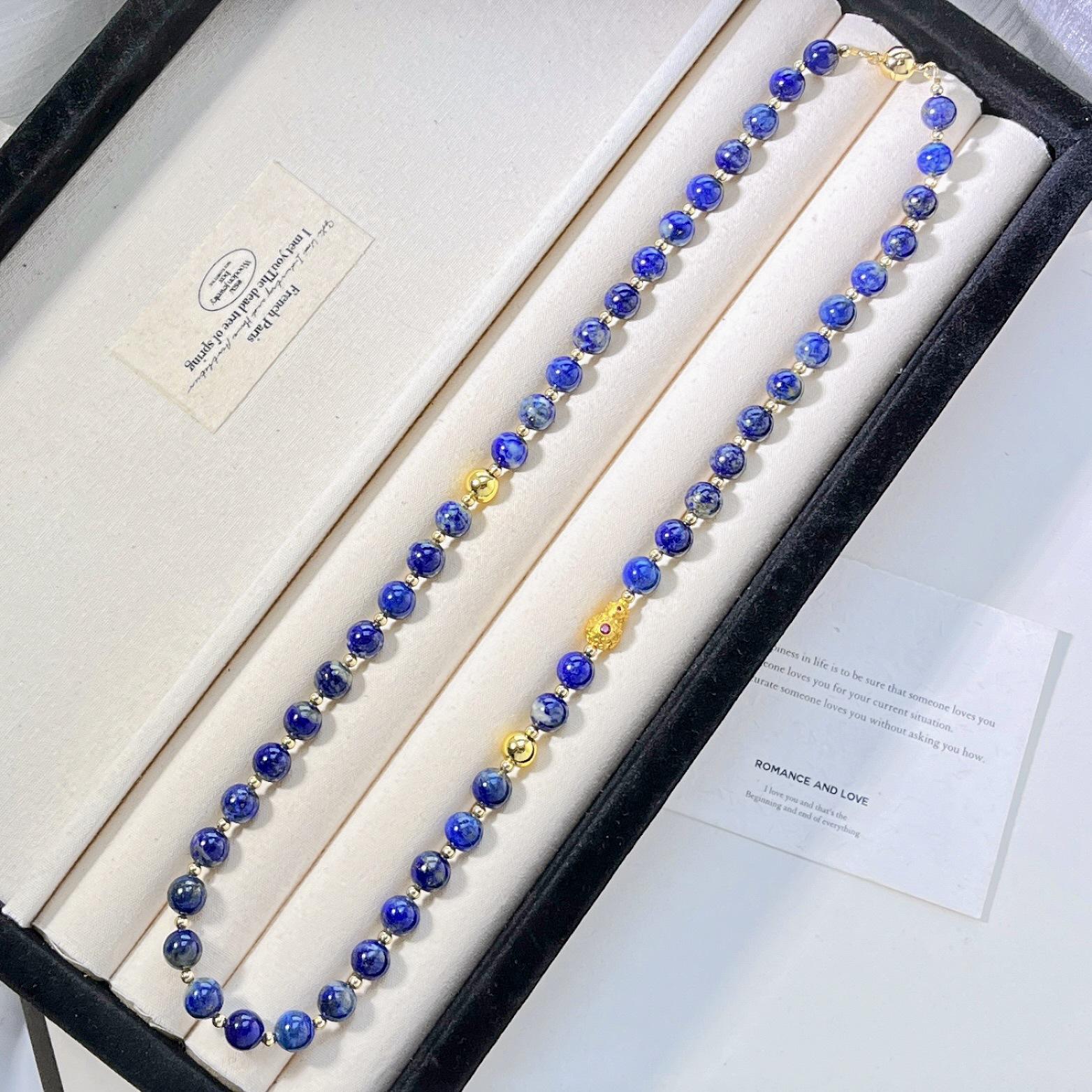 

Vintage High Quality Natural Lapis Lazuli Design Sweater Chain Necklace Collarbone Chain