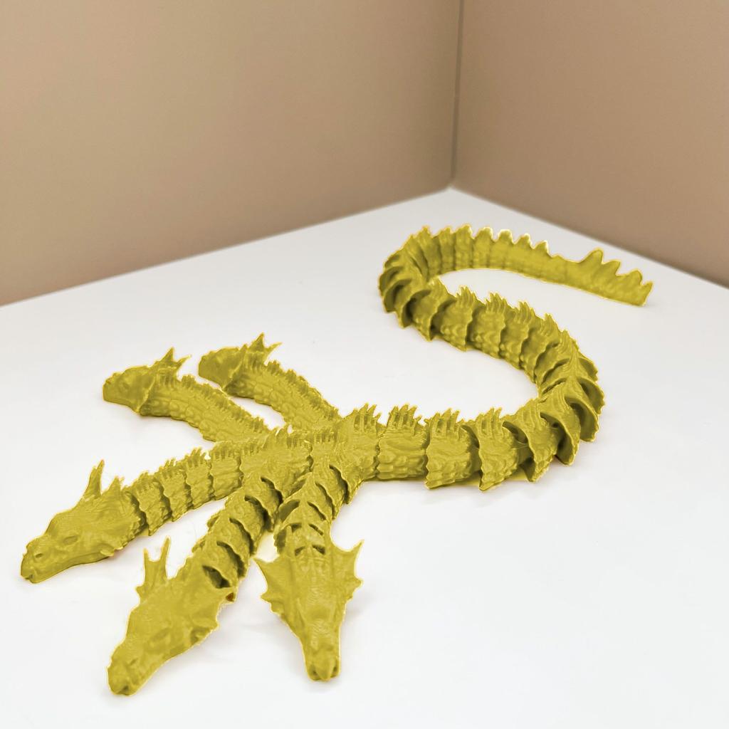 3D Printed Five-Headed Snake Dragon Ornament - Integrated Joint Movable Decoration For Home And Office
