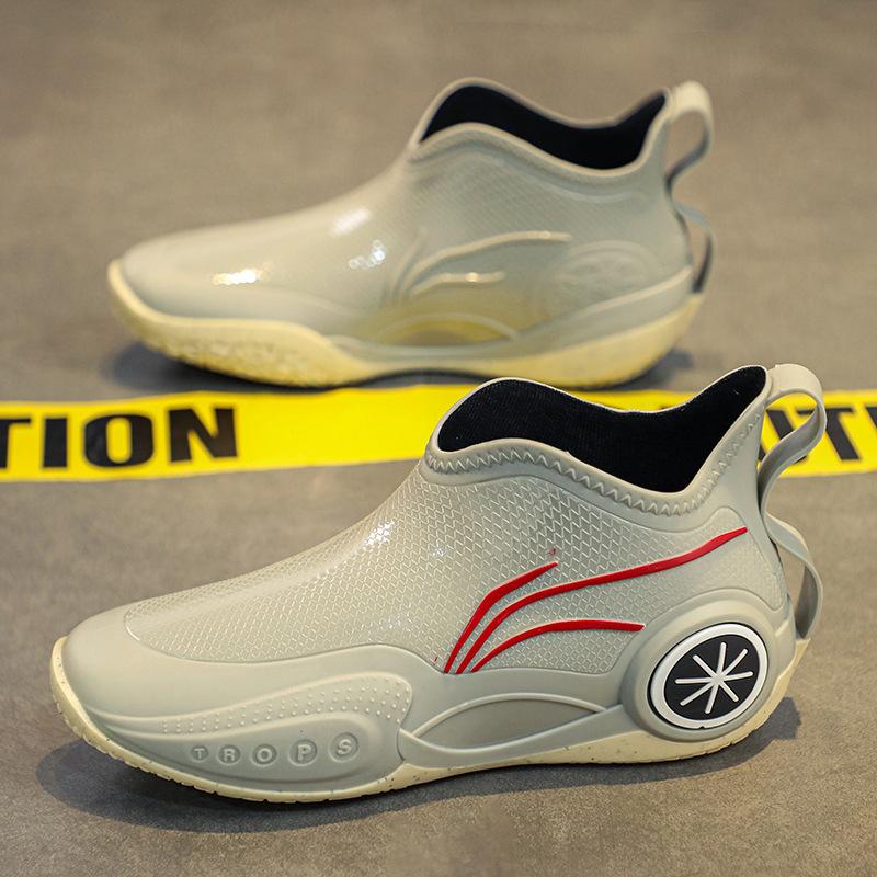 

Men s rain shoes summer kitchen chef work labor insurance special fishing non-slip waterproof construction site black rubber shoes water shoes 44 сірий колір