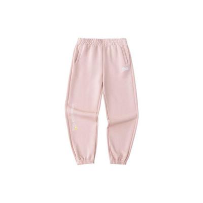Lifestyle Series Letter High-Waisted Tapered Thick Loose Knit Sports Pants Women Pants Sand-Pink 162418309-2