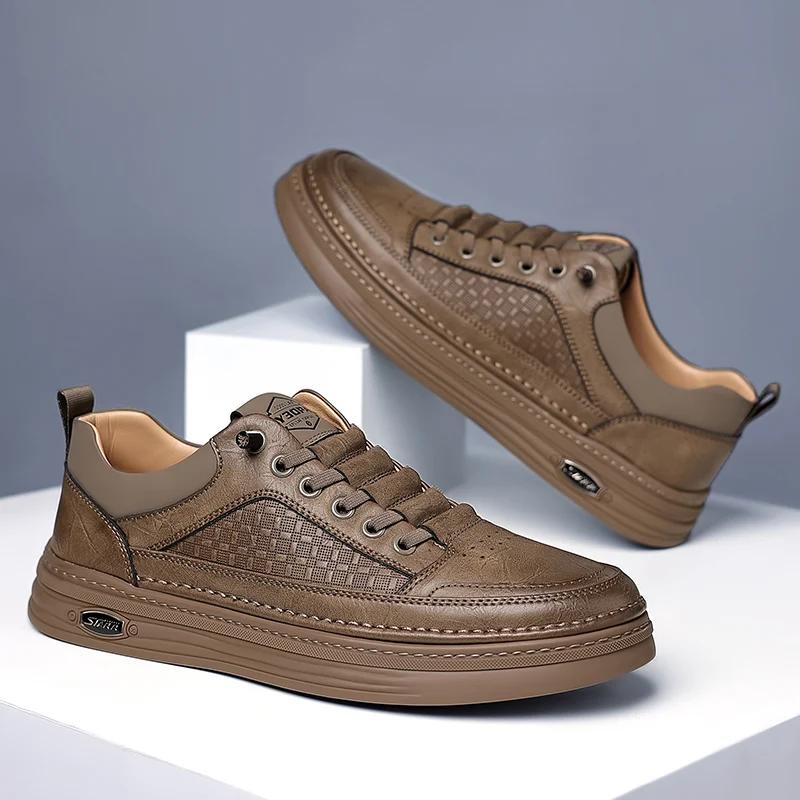 British Men's Trendy Shoes Thick Soled Cowhide Leather Increased Height British Shoes High-end Business Men's Casual Shoes