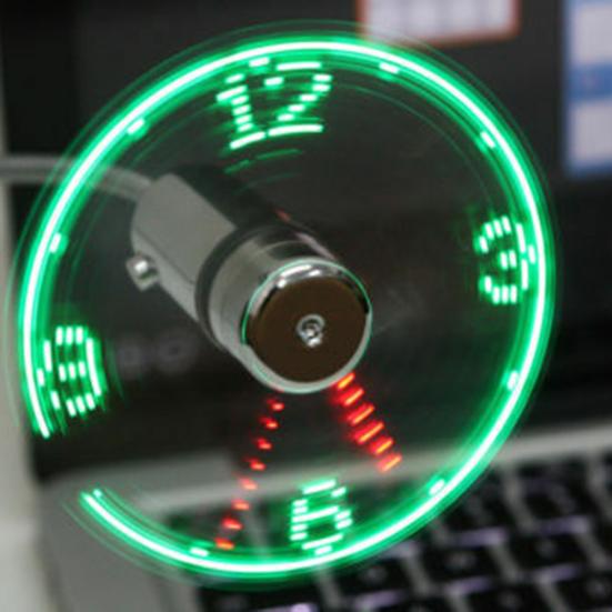Kreative Mini USB-betriebene LED-Uhr Echtzeitanzeige Sommerkühlung Neon-Ventilator