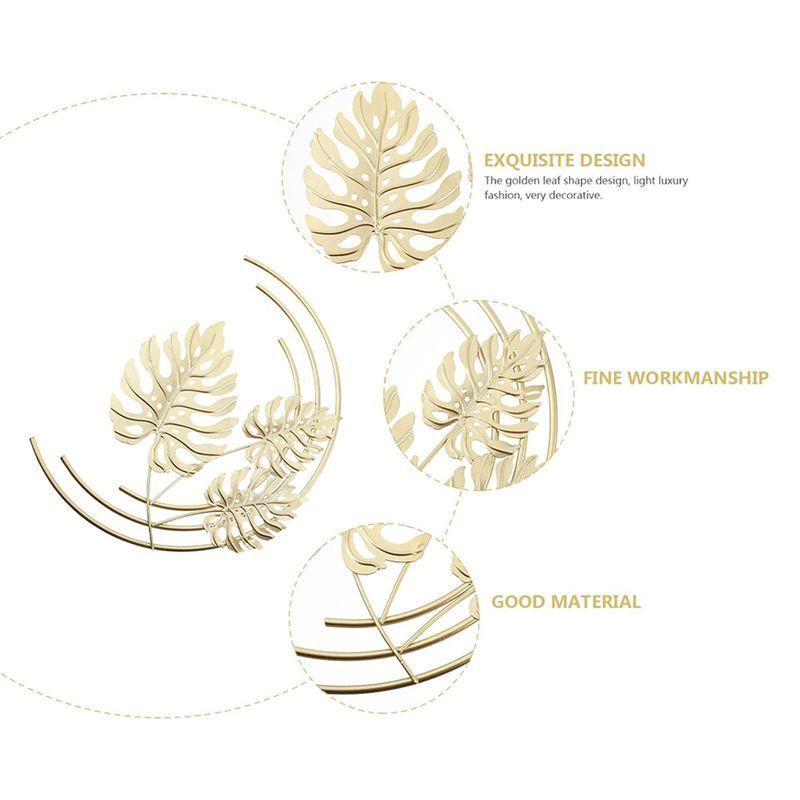 Iron Leaf Wall Hanging Monstera Leaf Wall Ornaments Gold Wall Decoration For Bedroom Livingroom Office Decor 1 PCS