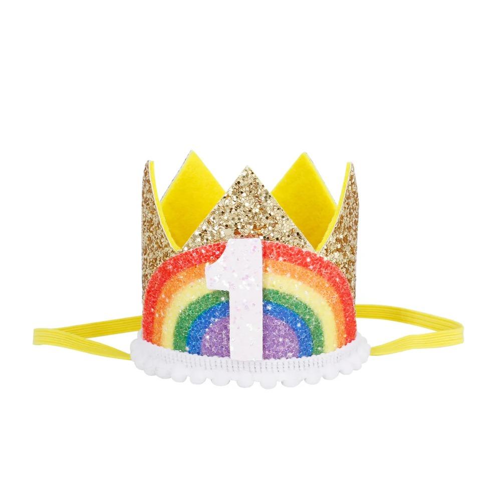 Newborn Baby Rainbow Crown Lace Princess Cute Hairband Headband Baby Infant Boys Girls Birthday Party Show Photo Headdress Gift