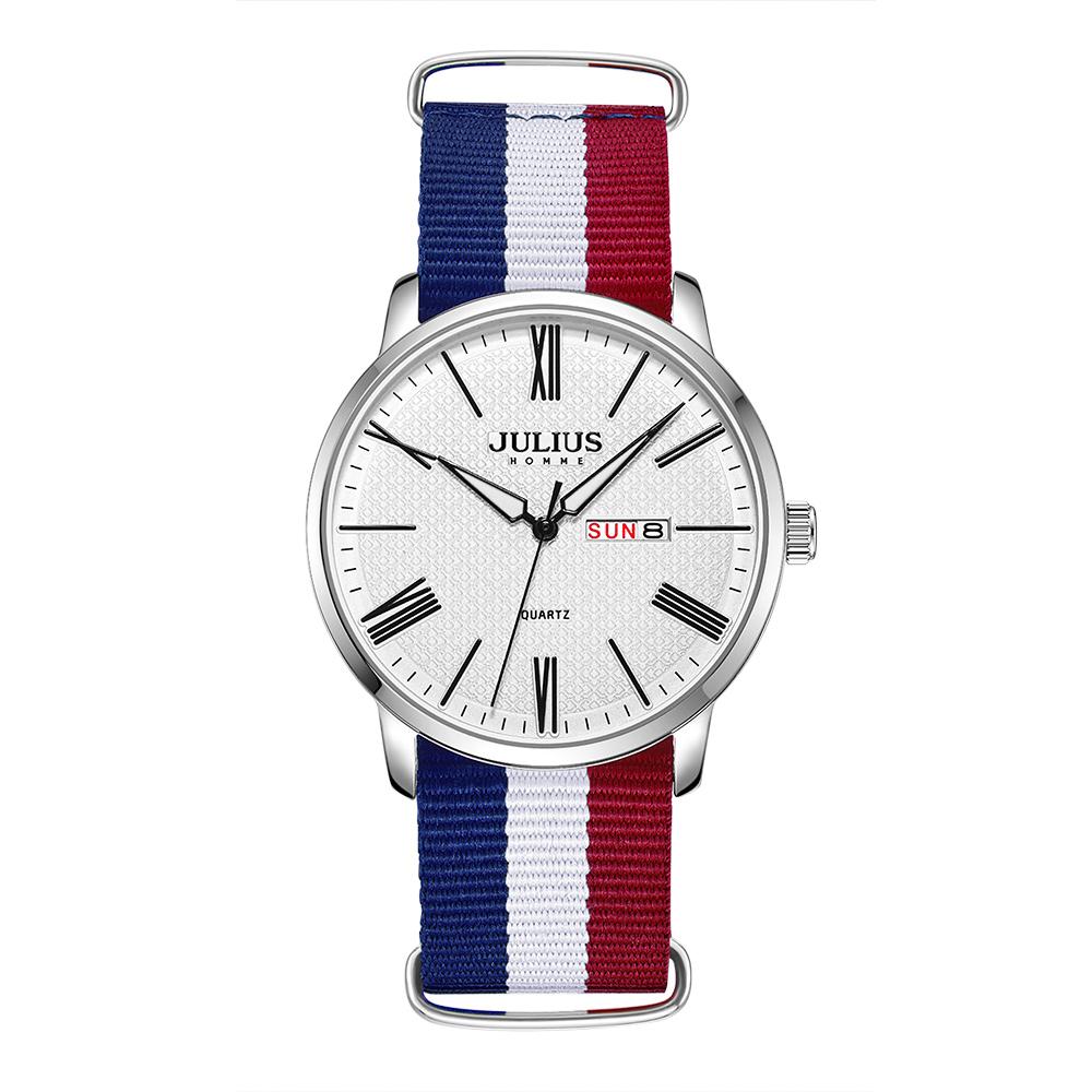 Jyullieoseu Jah-124 Round Men'S Nato Watch + Free Leather Band