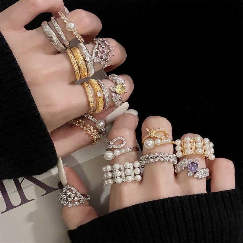 Open Ring Female Retro Niche Design Light Luxury High Sense Medium Antique Geometric French Ring