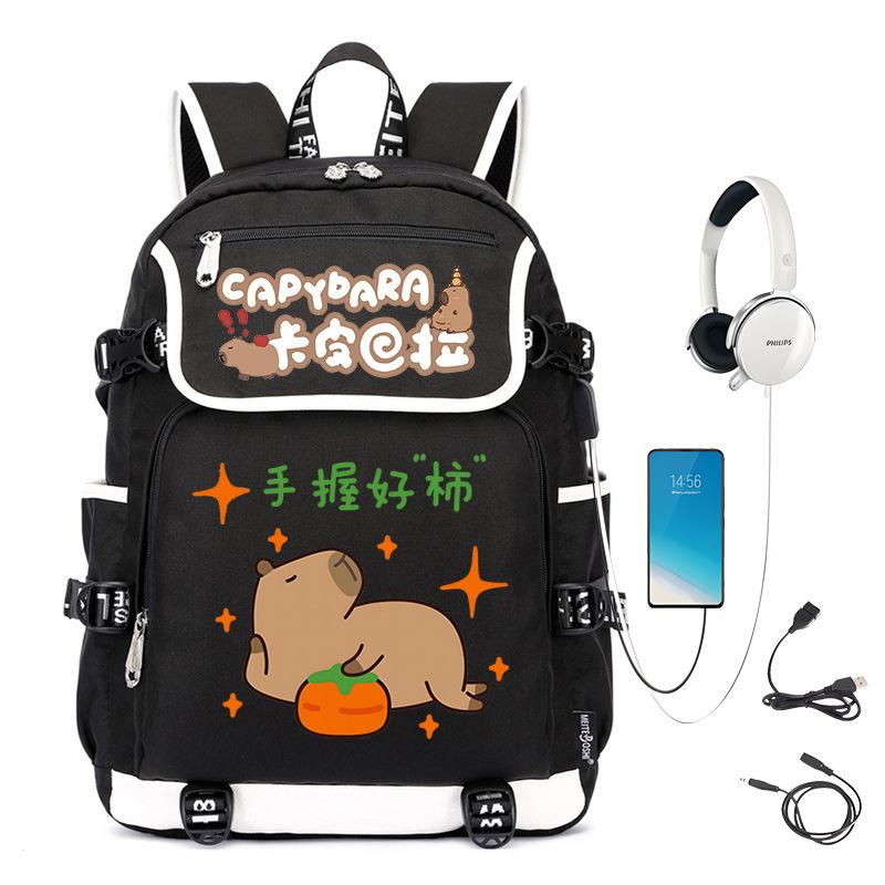 Kapibara Schoolbag Large Capacity Cute Junior High School Students Durable Lightweight Backpack Men and Women