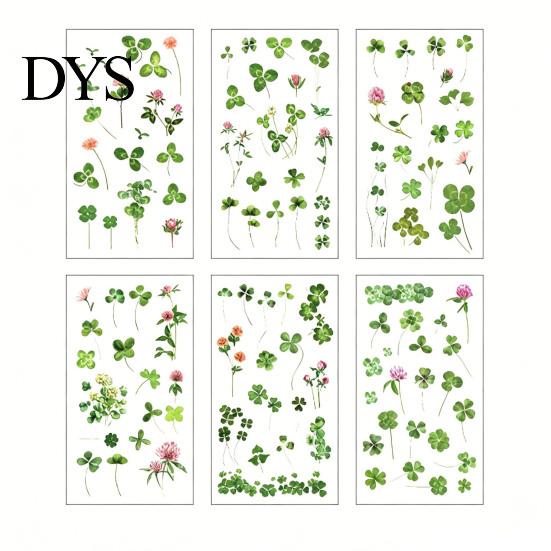 Floral Scrapbook Supplies 6 Sheets/Set Natural Flower Stickers, Waterproof PVC Plants Decals, Retro Stickers Transparent Decorative for DIY