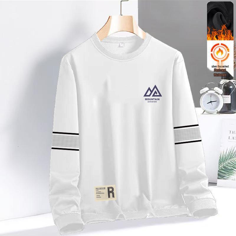 Men's Round Neck Plus Velvet Sweatshirt - Autumn Winter Loose Long Sleeve Casual Pullover