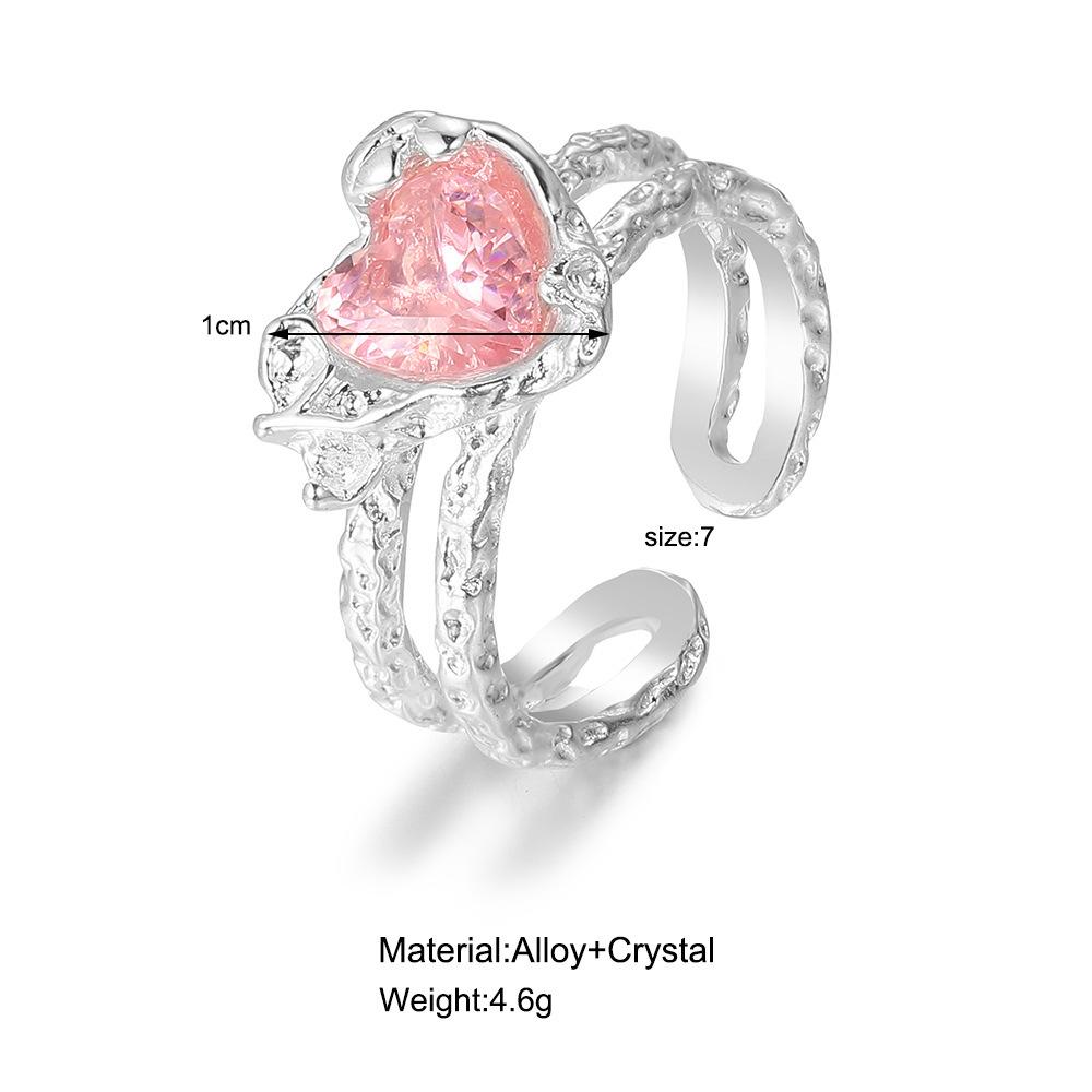 Irregular Gemstone Aesthetic Girl Hollow Red Stone Women's Liquid Hollow Vintage Jewelry Accessories