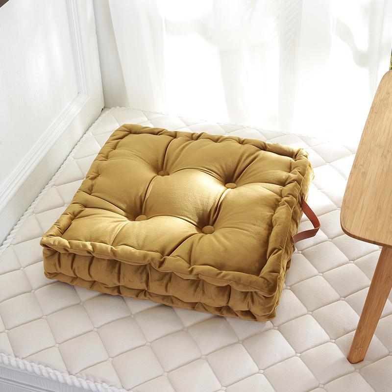 Comfortable Solid Color Dutch Velvet Bay Window Cushion - Thick, Dirt-Resistant, and Portable for Floor Sitting
