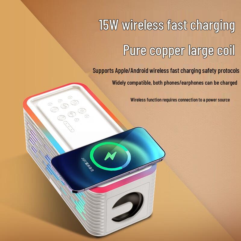 Newmine K9 Multi-functional Bluetooth Speaker with Wireless Charger & Night Light