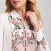 Women's Floral Stripe Long-Sleeve Shirt Button Front Loose Fit Casual Blouse