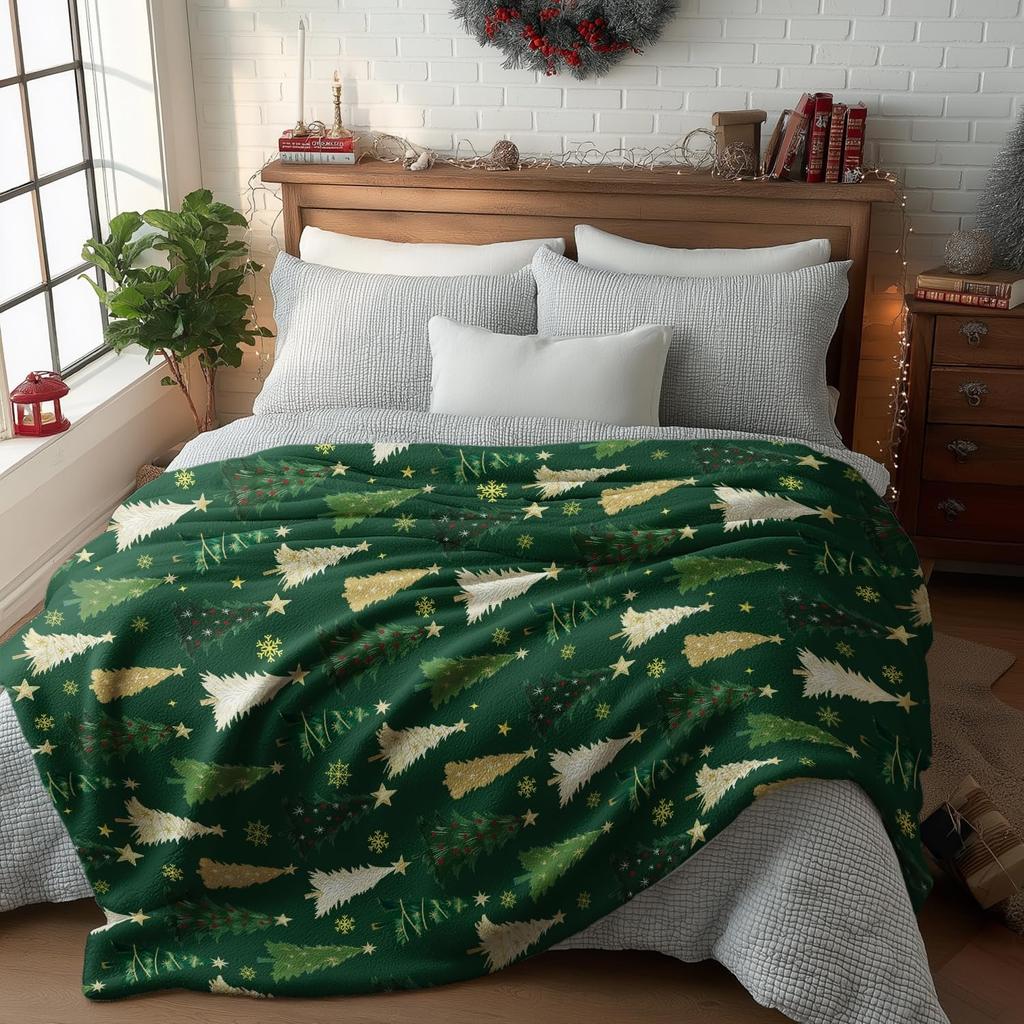 Christmas Flannel Blanket Throw Christmas Red Tree Plush Cozy Fleece Blankets for Couch Sofa Bed Ideal Gifts for Kids Adults