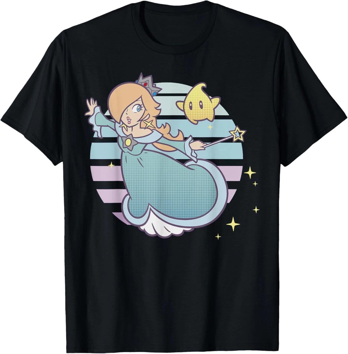 Super Mario Rosalina And Luma Striped Background Portrait T-Shirt L