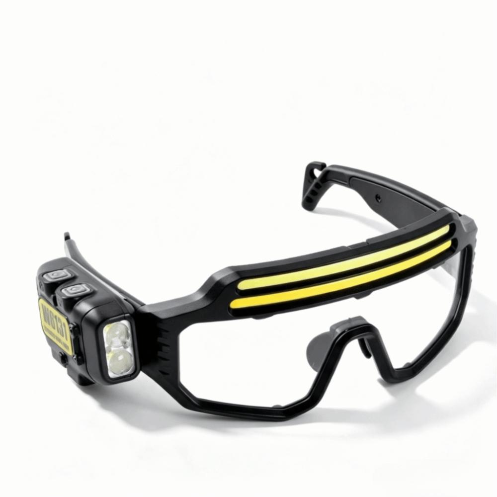 Waterproof Headlight Glasses Adjustable Goggle Light Hands-Free Headlamp Glasses Biking