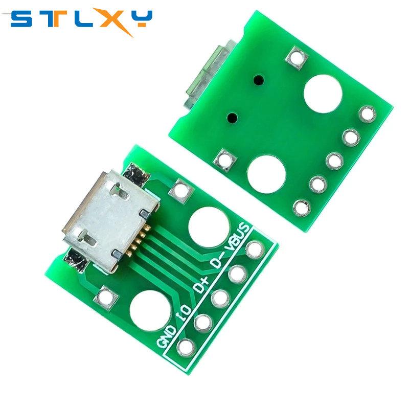 5PCS DIY Kit Mini Micro USB Male Connector to DIP Adapter 2.54mm 5pin Female Connector for Electronic Projects