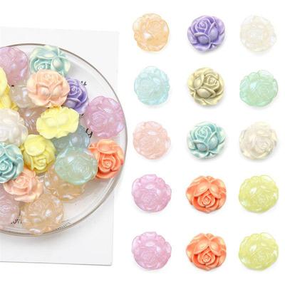 20 pezzi perline di rose colorate trasparenti acriliche perline di fiori di rosa color caramella per creazione di gioielli collane fai da te orecchini accessori artigianali