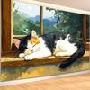 Ukiyoe style lazy cat Digital printing polyester wall hanging tapestry decorative Living room bedrooms Office background gift