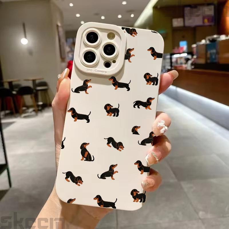 Pink Heart Sausage Dog Pattern Phone Case for Samsung Galaxy S25 Ultra S24 Plus S20 S21 S22 S23 FE A15 A35 A54 A55 Cover