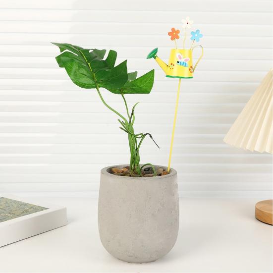 Metal Garden Stake Watering Pot Shape Bee Butterfly Cow Bunny Flowers